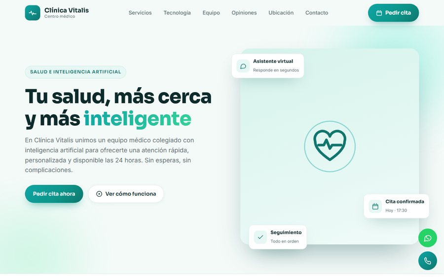 Vista de la web de Clínica Vitalis